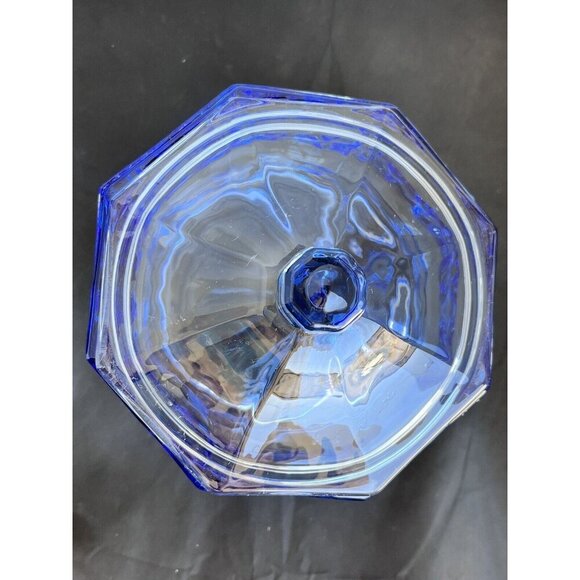 Vintage Indiana Glass Ice Blue Concord Candy Dish w/Lid Transparent Octagon - Picture 5 of 8